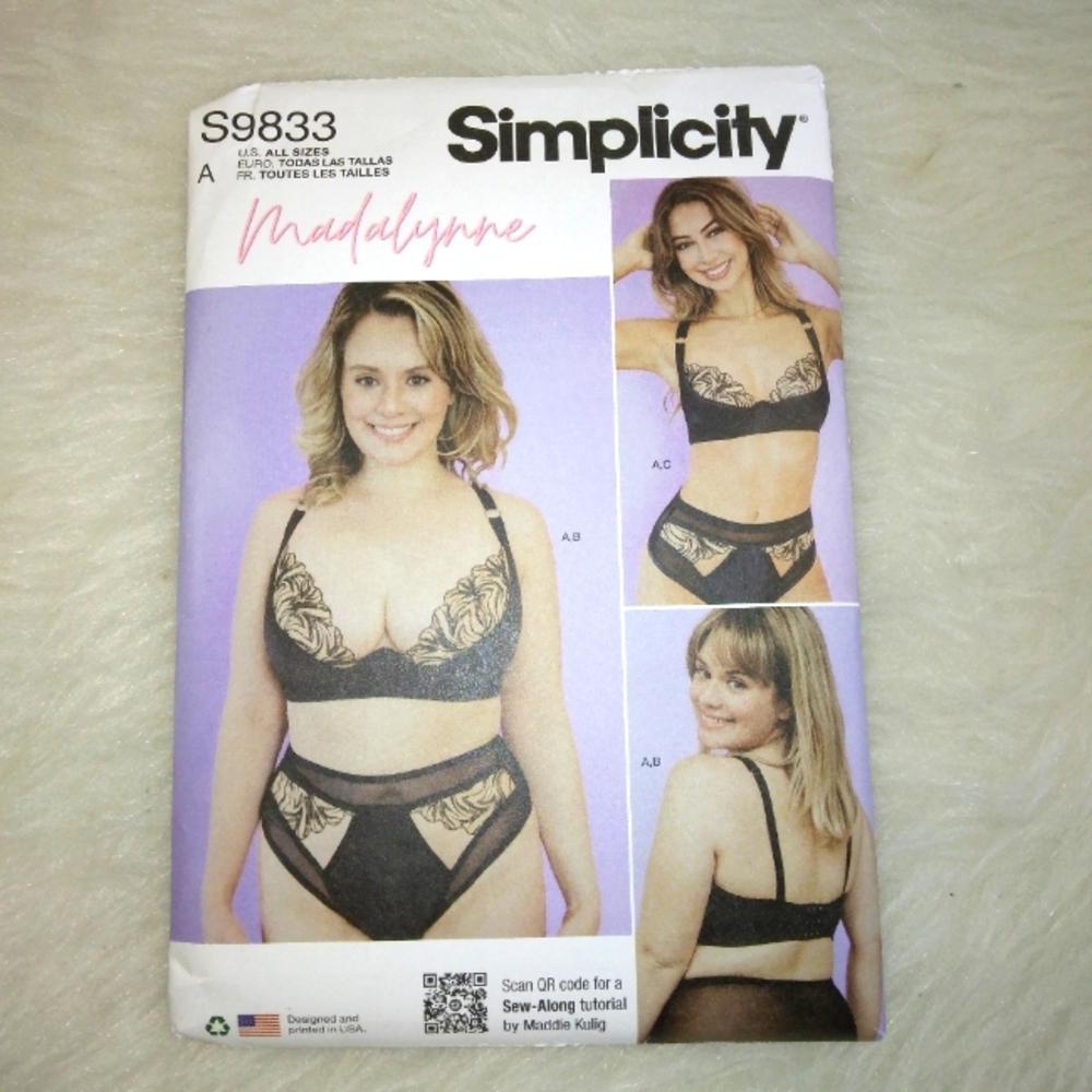 SIMPLICITY S9833 SZ XS-4XL Designed by Madalynne Bra, panty, and thong